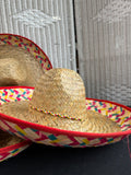 Trio of Red Rimmed Straw Sombreros