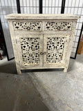 Cabinet with Carved Door and Drawers, Made in India