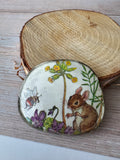 Field Mouse & Bee Hand Made Transfer Art Brooch