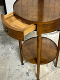 Baker Petite Round Accent Table with Drawer; Optional Casters