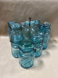 Blue Glass Vintage Canning Jars - 10 Jars