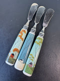 3-Piece Warren Kimble Folk Art Landscape Cheese Spreaders