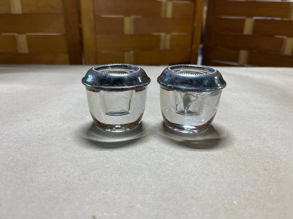 Frank M Whiting Sterling and Glass Candle Holders, 2 pc, Read Description Carefully