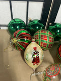 16 pc Red & Green Glass Ornaments, Lot Q