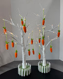 Pair of 2FT LED Lighted Easter Trees with Felt Carrot Ornaments (WORKS)
