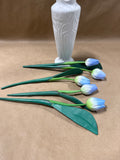 White Vase With Blue Wooden Tulips