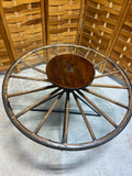Wagon Wheel Table with Lazy Susan***HEAVY ITEM***