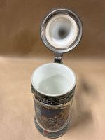 (A) Mettlach Etched 2382 Thirsty Knight German Beer Stein — Signed Heinrich Schlitt