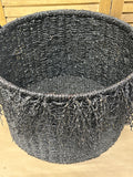 Large Black Basket with Fringe