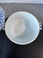 Blue & White Chinoiserie Chinese Dragon Covered Casserole