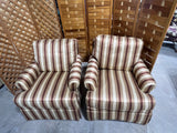 Southwood Pair of Striped Chairs with Rolling Ottoman***HEAVY ITEM***READ DETAILS ON PICK UP POLICY***