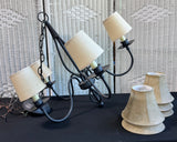 Black Wrought Iron 5-Light Chandelier with 2 Shade Sets
