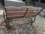 Bronze tone and wood Rocking Bench w/Fixed Side Tables