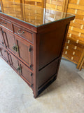 Asian Style Console Cabinet with Protective Glass