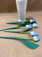 White Vase With Blue Wooden Tulips