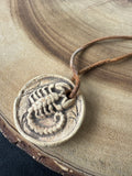 Brown Corded Scorpion/Scorpio Stone Pendant Necklace