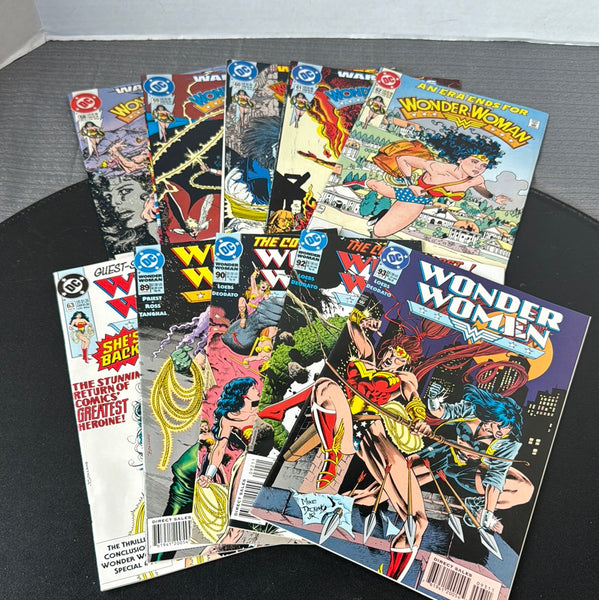 (G) Lot of 10 Vintage 1990’s DC Wonder Woman Comics #’s 58-63, 89-90 & 92-93