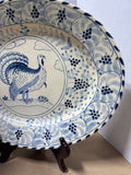 Large Blue And White Turkey Platter
