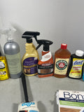 Cleaning Lot D. Most bottles at least half full