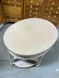 Oval Side Table with Rattan Accents
