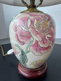 Asian Inspired Pink Peony Ceramic Accent Lamp (WORKS)