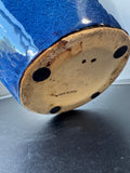 Asian Inspired Longevity Blue Drip Glazed Pottery Floor Vase
