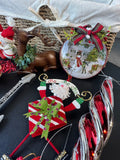 Lined Basket of Assorted Glittery Christmas Ornaments