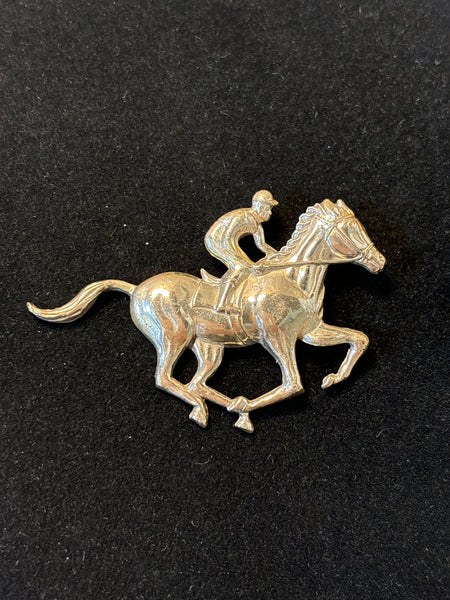 Sterling Jockey on Horse Pin by Lang