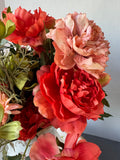 Faux Orange Floral Arrangement in Vintage Homer Laughlin Pitcher & Basin