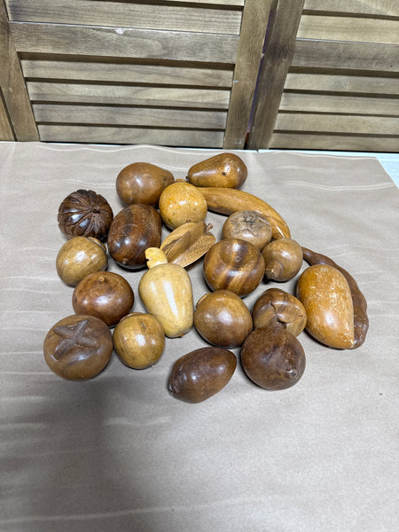 (C) Lot Of Mid Century Wooden Fruit — 21 Pieces