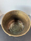 Floral Swag Vintage Hammered Brass Cachepot
