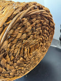 Large Boho Water Hyacinth & Rattan Round Storage Basket with Handles