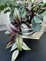 Artificial Greenery in Cream Embossed Ceramic Planter