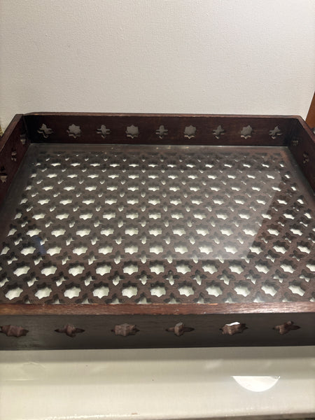 Wood Tray with Glass Insert