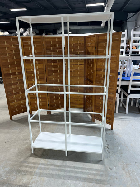 Lightweight White Metal Shelf with 3 Glass Shelves