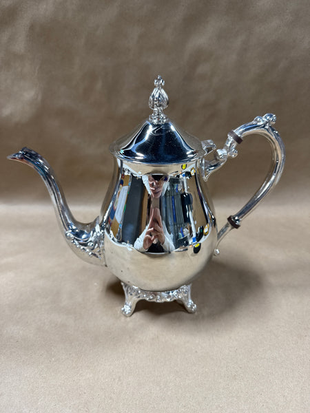 (B) Silver Plate Footed Tea Kettle