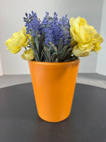 Faux Yellow Florals & Lavender in Ceramic Pot