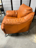 Mid Century Style Leather Chair, terra cotta/burnt orange color