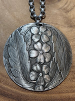 Silver Tone Necklace with Large Floral Medallion
