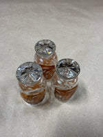 Set Of 3 Amber And Clear Glass Shot Glasses
