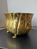 Hammered Brass Vintage Double Lion Head Clawfoot Foot Bath or Planter