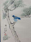 Asian Watercolor Print of Bluebird