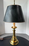 Stiffel Brass Candlestick Lamp with Reptile Leather Shade (WORKS)