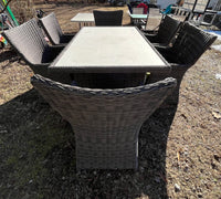 Rattan Patio Set: Table with 6 Chairs with Cushions