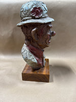 Mardo Bronze Clown Bust On Wood Base