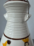 Hand Painted Folk Style Glazed Pottery Lamp (WORKS)