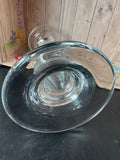 Holmegaard Danish Blue Tint Michael Bang Signed Optic Swirl Candlestick (D)