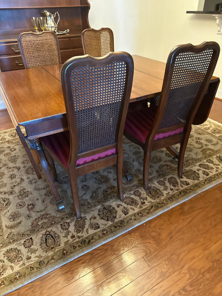 Drop Leaf Table with (2) Leaves, and (4) Can Back Chairs