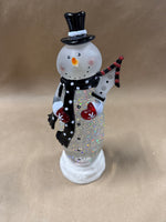 Cracker Barrel Snowman Light Up Glitter Globe WORKS // **** READ DESCRIPTION ***