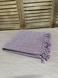 Primitive Purple Plaid Square Table Cloth With Fringe